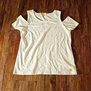 Womens Michael Kors White Short Sleeve Cut Out T Shirt Large